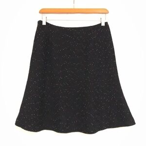 Ann Taylor Black Speckled Tweed Wool A-Line Flare Skirt EUC Women's Petite 6P